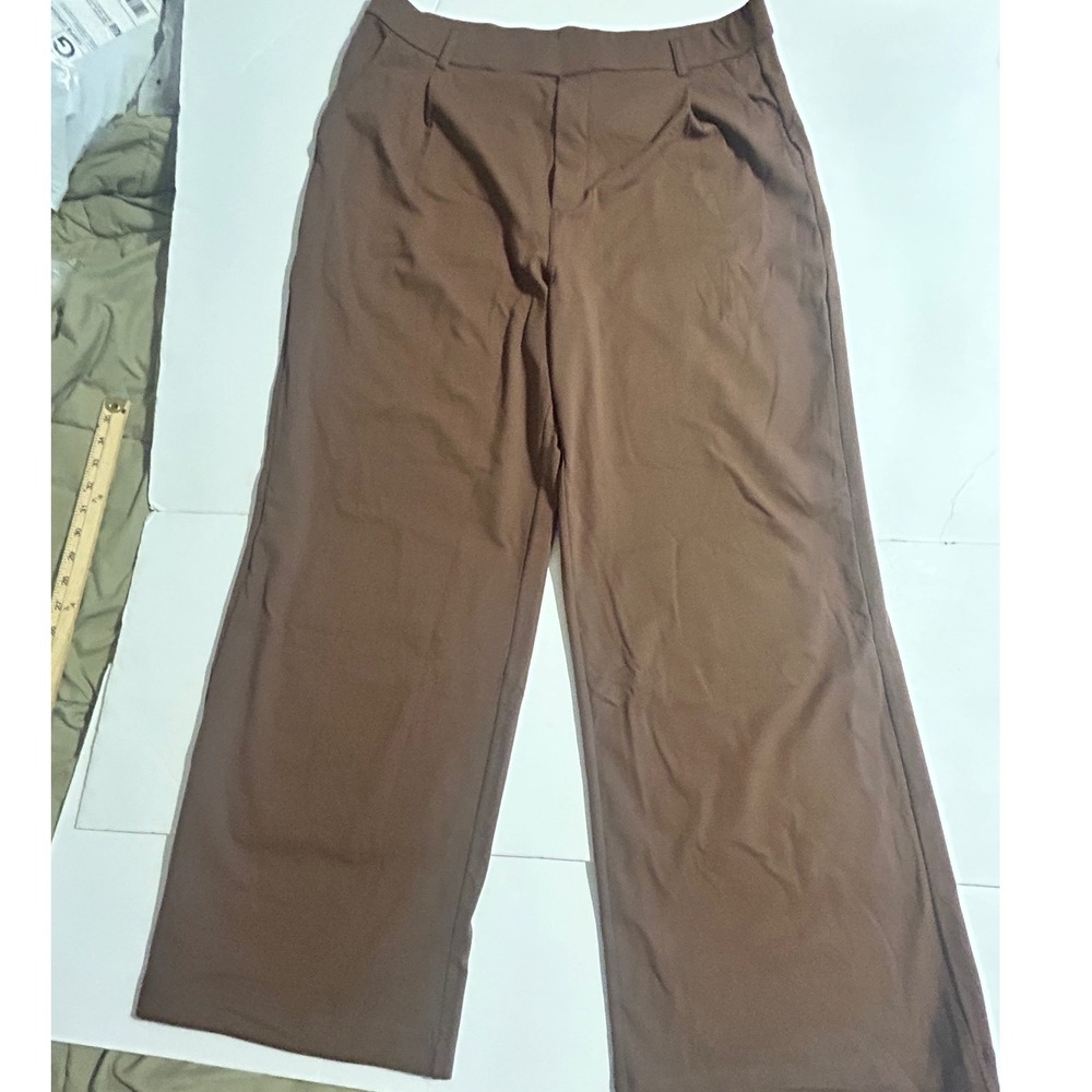 Halara Brown High Waisted Wide Leg Trousers Pants XL Regular New With Tags